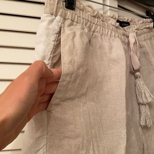 J.Crew Linen Blend Drawstring Pant w/ White Pipping